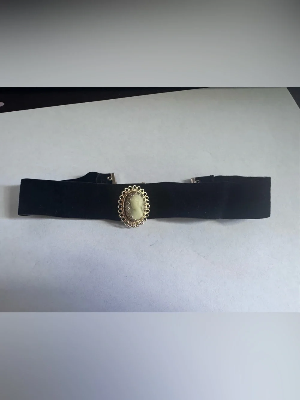 Black Velvet Cameo Choker Necklace - Unbranded